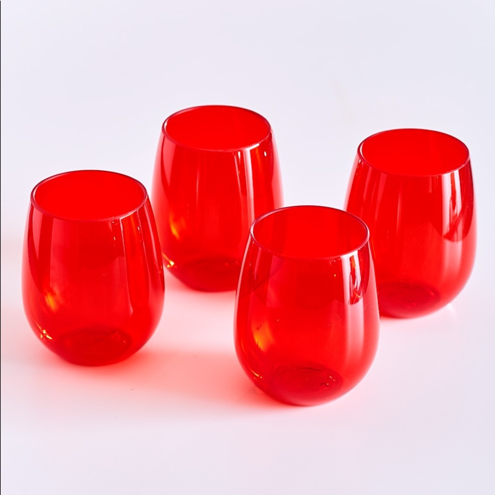 NWT Summertime Serving Set of 4 Red Tumblers / Wine Cups